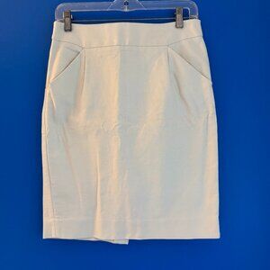 J Crew Women's Classic Cotton Ivory Work Pencil Skirt Preppy Zipped - Sz 4